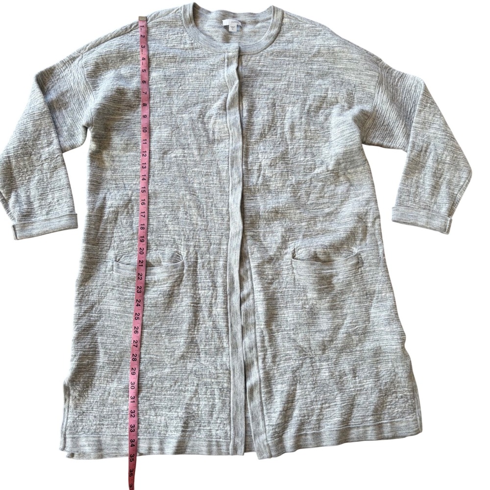 J Jill Gray Open Front Long Cardigan Sweater Duster XL Minimalist Cotton - Picture 6 of 9